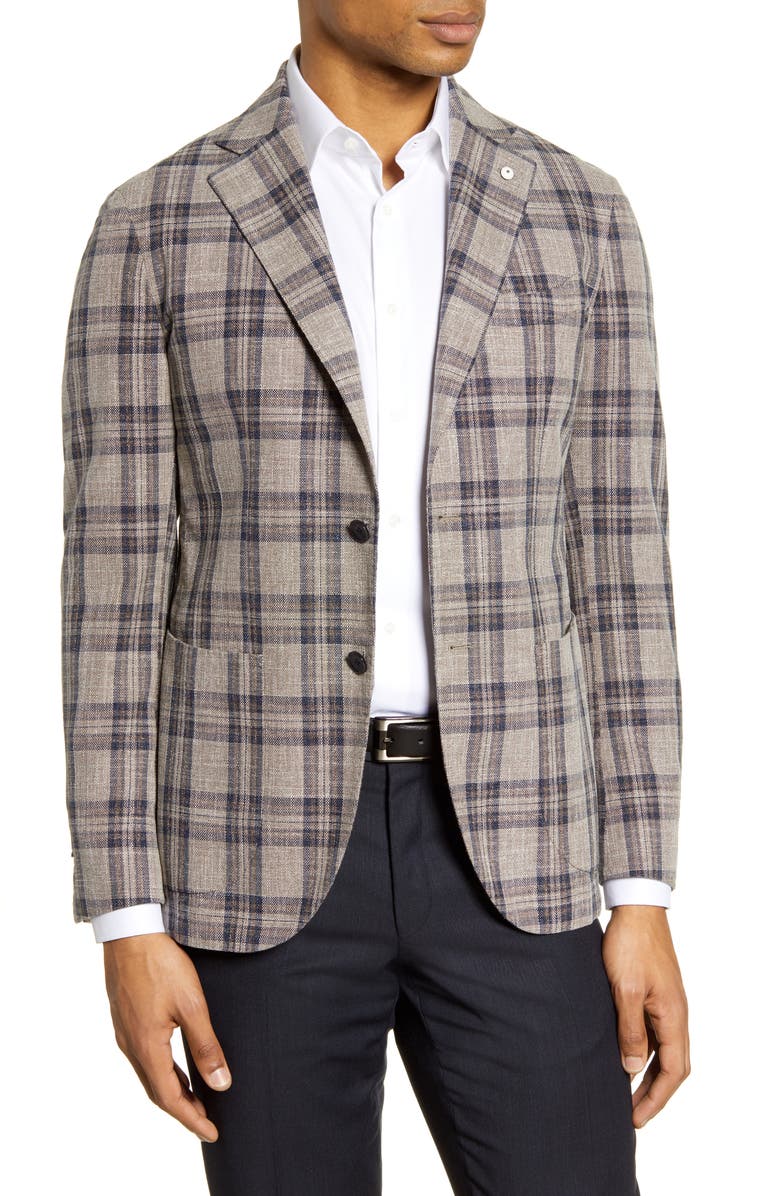 L.B.M. 1911 Trim Fit Plaid Cotton Sport Coat, Main, color,