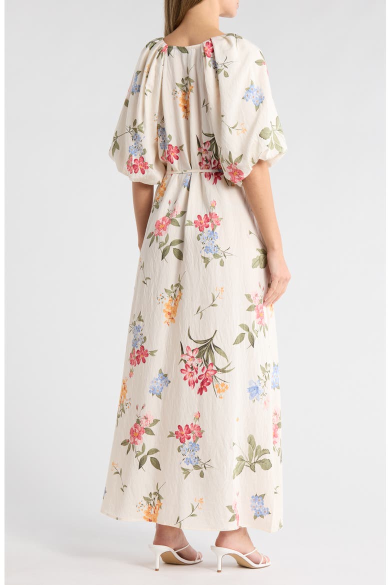 Floral Puff Sleeve Maxi Dress, Alternate, color, BEIGE GARDEN FLORAL