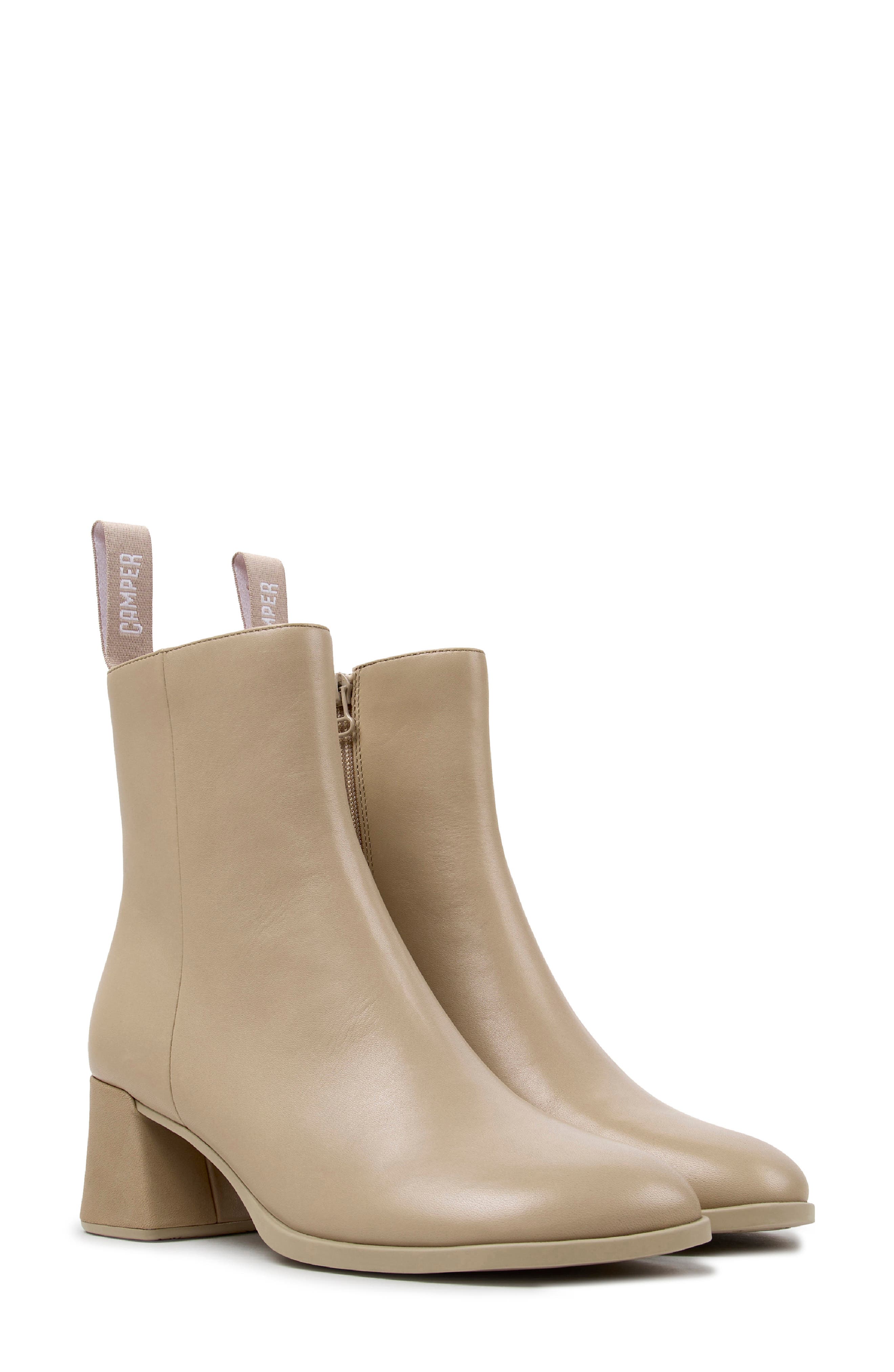 Kora Leather Bootie, Main, color, LIGHT BEIGE