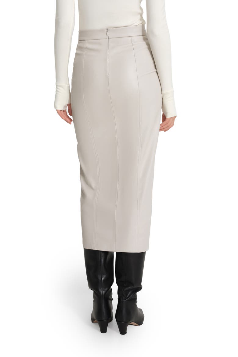 Nerida Faux Leather Midi Skirt, Alternate, color, BONE