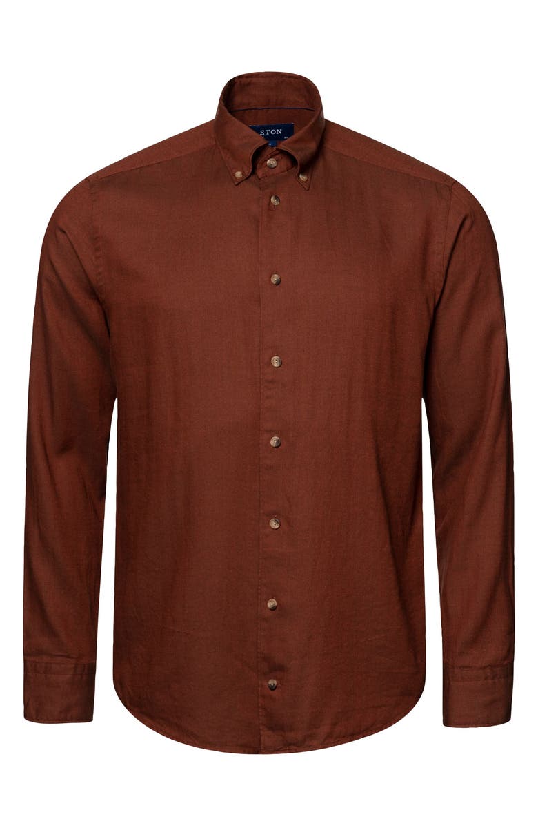Eton Contemporary Fit Herringbone Flannel Cotton Stretch Shirt, Alternate, color,
