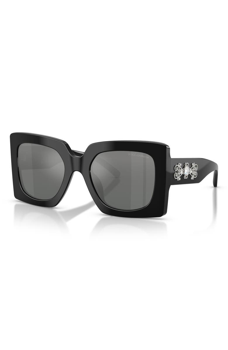 Dolce&Gabbana 54mm Square Sunglasses, Alternate, color, Black / Grey Mirror Silver