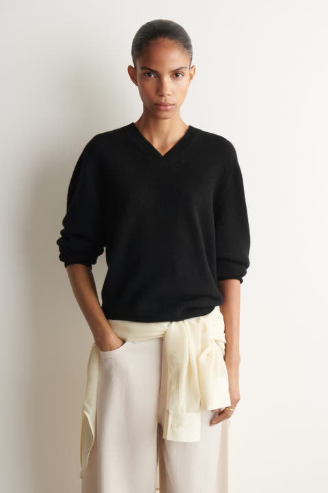 Sculpted Cashmere V-Neck Sweater