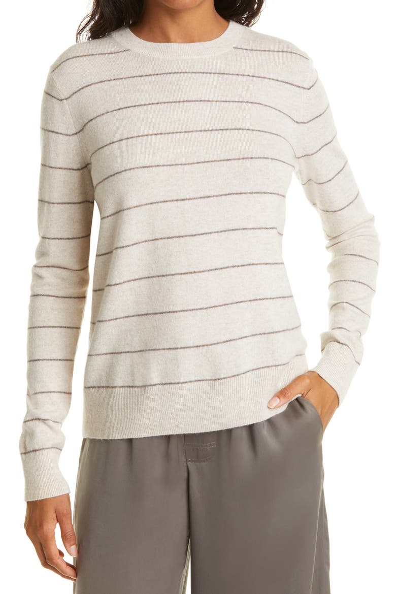 Stripe Wool & Cashmere Sweater, Main, color, HEATHER CREAM/ HEATHER CARIBOU