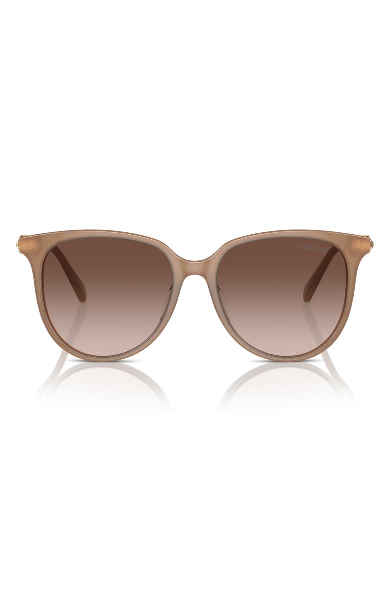 Swarovski 56mm Gradient Round Sunglasses, Main, color, Opal Beige