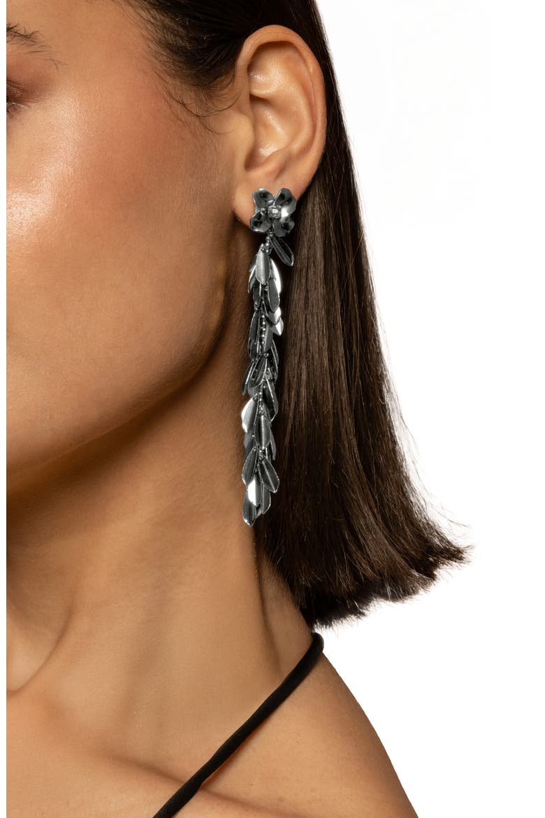 Demeter Floral Drop Earrings, Alternate, color, GUNMETAL