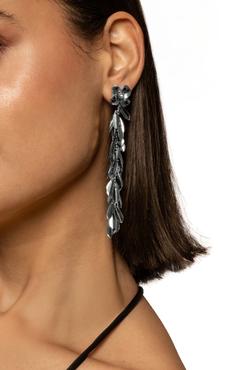 Deepa Gurnani Demeter Floral Drop Earrings, Alternate, color, Gunmetal