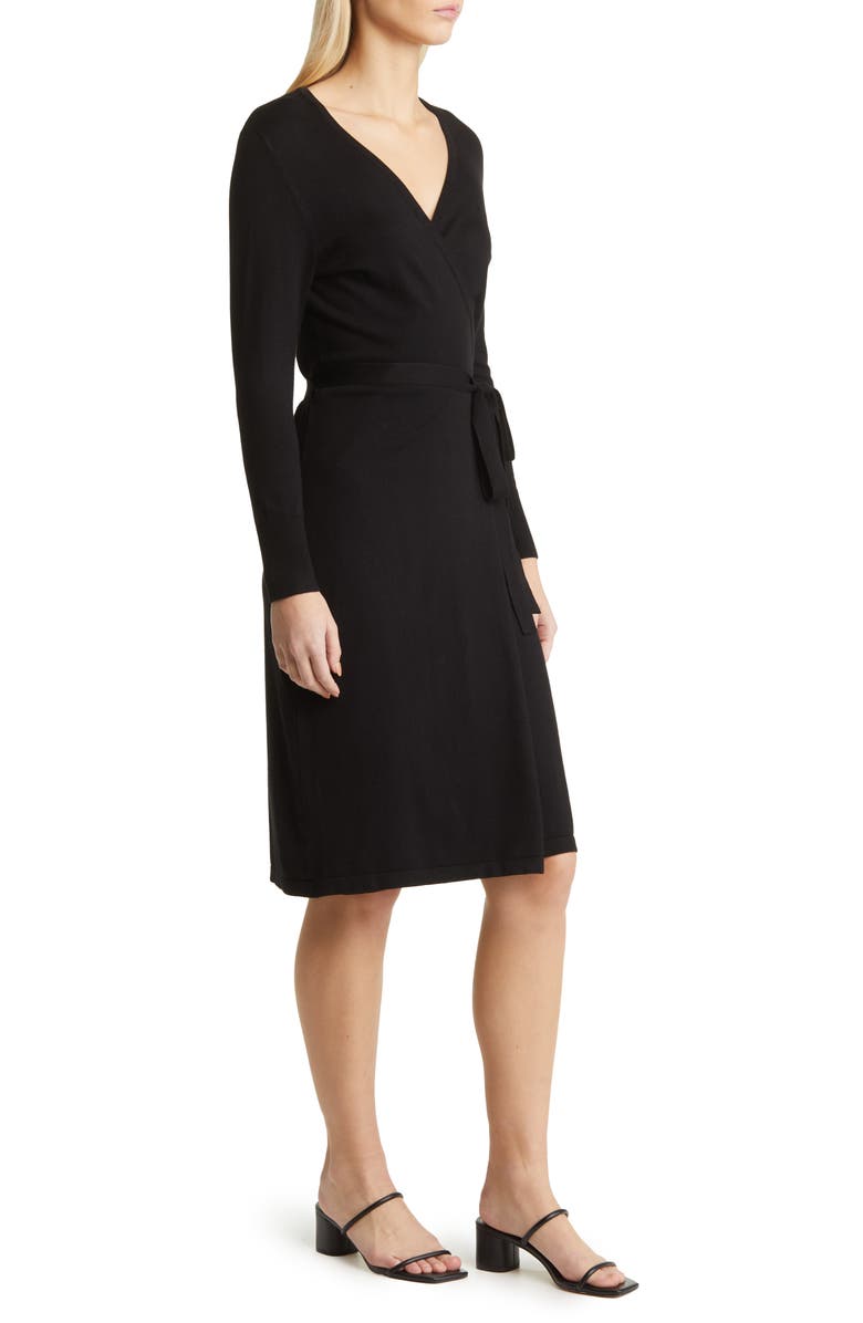 Anne Klein Long Sleeve Faux Wrap Sweater Dress, Alternate, color, 