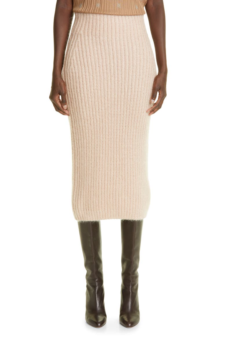 Mohair Blend Knit Midi Skirt, Main, color, PROMISE