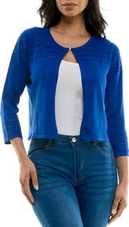 Nina Leonard Sheer Stripe Knit Bolero