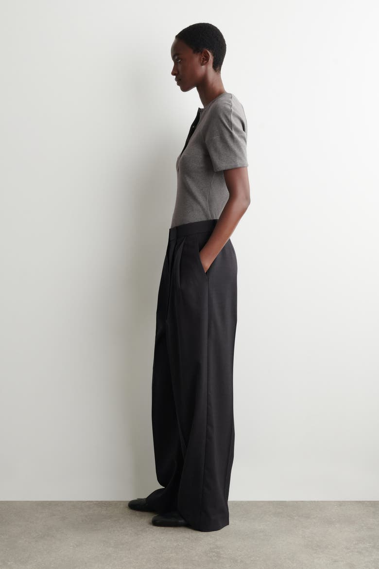 Rounded Ribbed Jersey Henley Top, Alternate, color, GRAY MÉLANGE