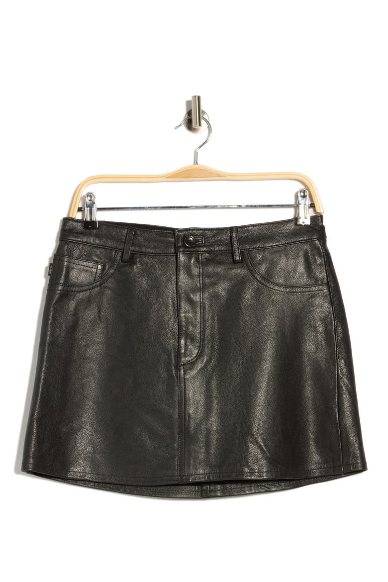 Alma Leather Miniskirt, Main, color, OBSIDIAN