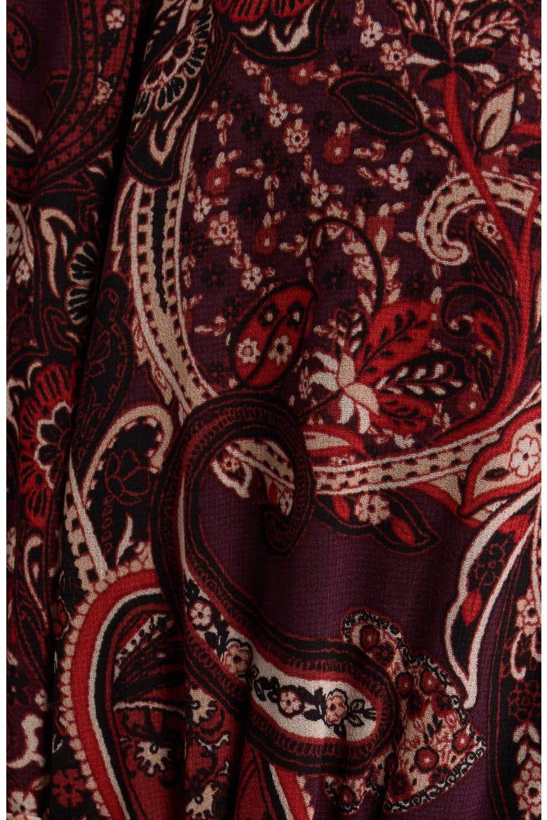 Long Sleeve Paisley Print Maxi Dress, Alternate, color, BLACK RED MULTI