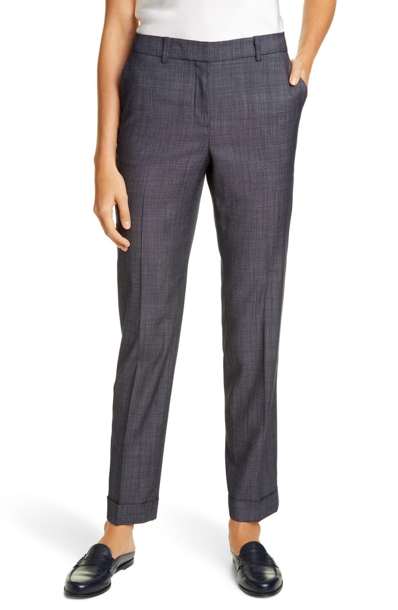 Lafayette 148 New York Clinton Cuffed Wool Blend Pants, Main, color,