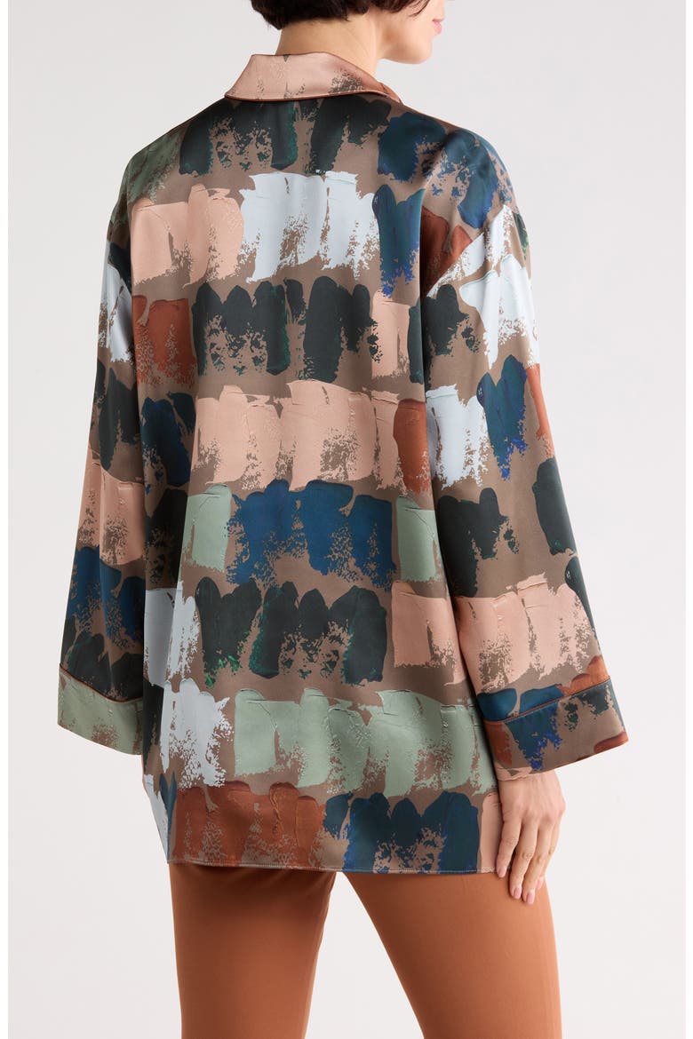 Oversize Long Sleeve Silk Button-Up Shirt, Alternate, color, CONCRETE MULTI