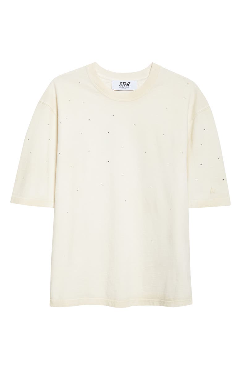 Golden Goose Gender Inclusive Star Embellished Distressed Graphic T-Shirt, Main, color, Artic Wolf