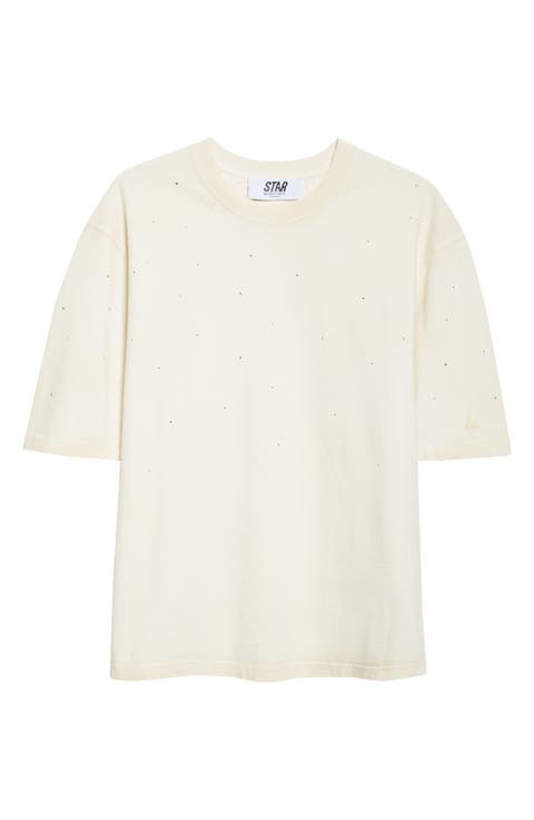 Gender Inclusive Star Embellished Distressed Graphic T-Shirt