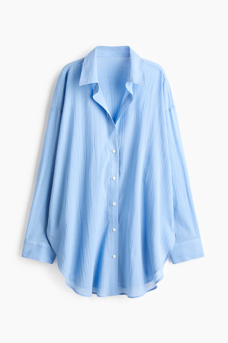 Long Cotton Shirt, Main, color, Blue