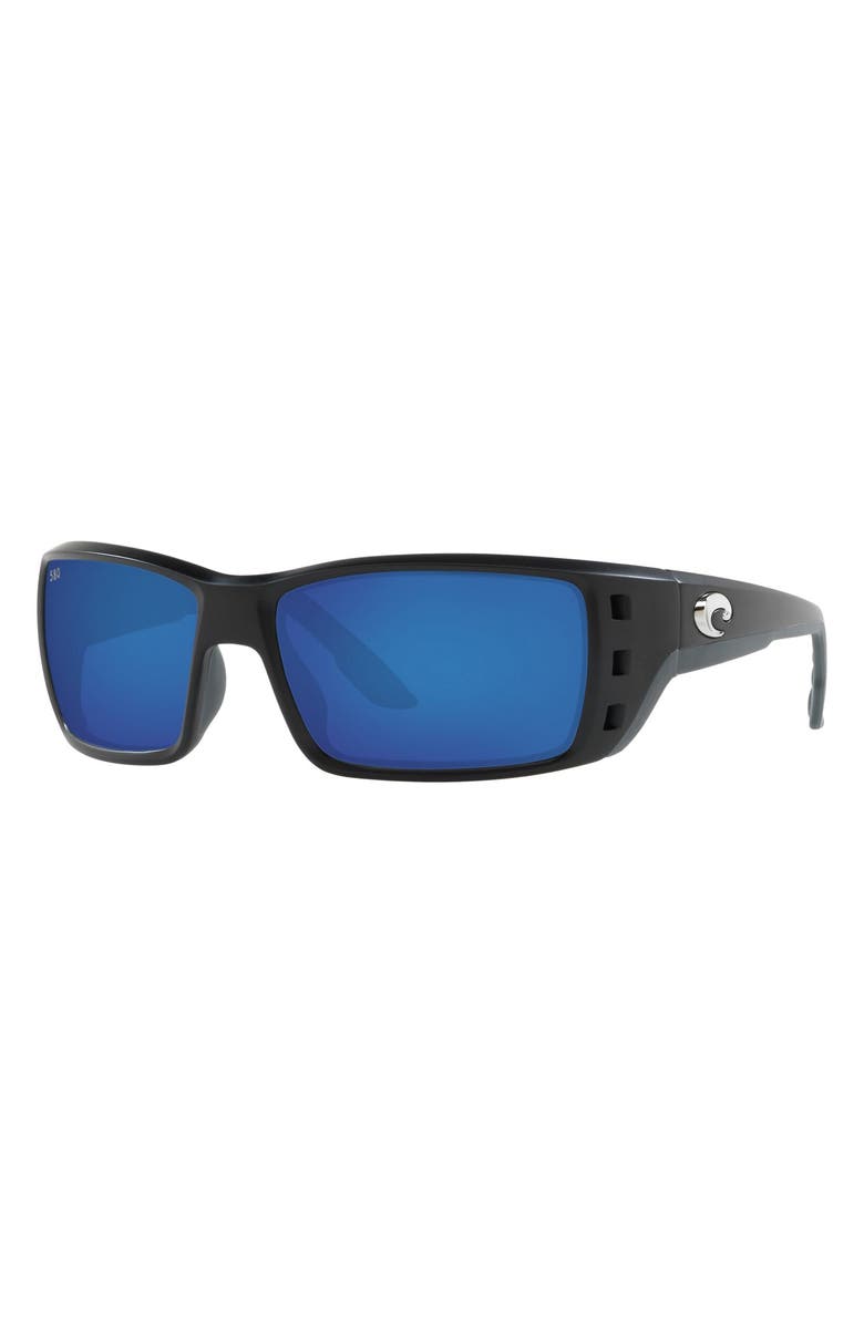 Costa Del Mar 63mm Oversize Polarized Rectangular Sunglasses, Alternate, color, Black Flow