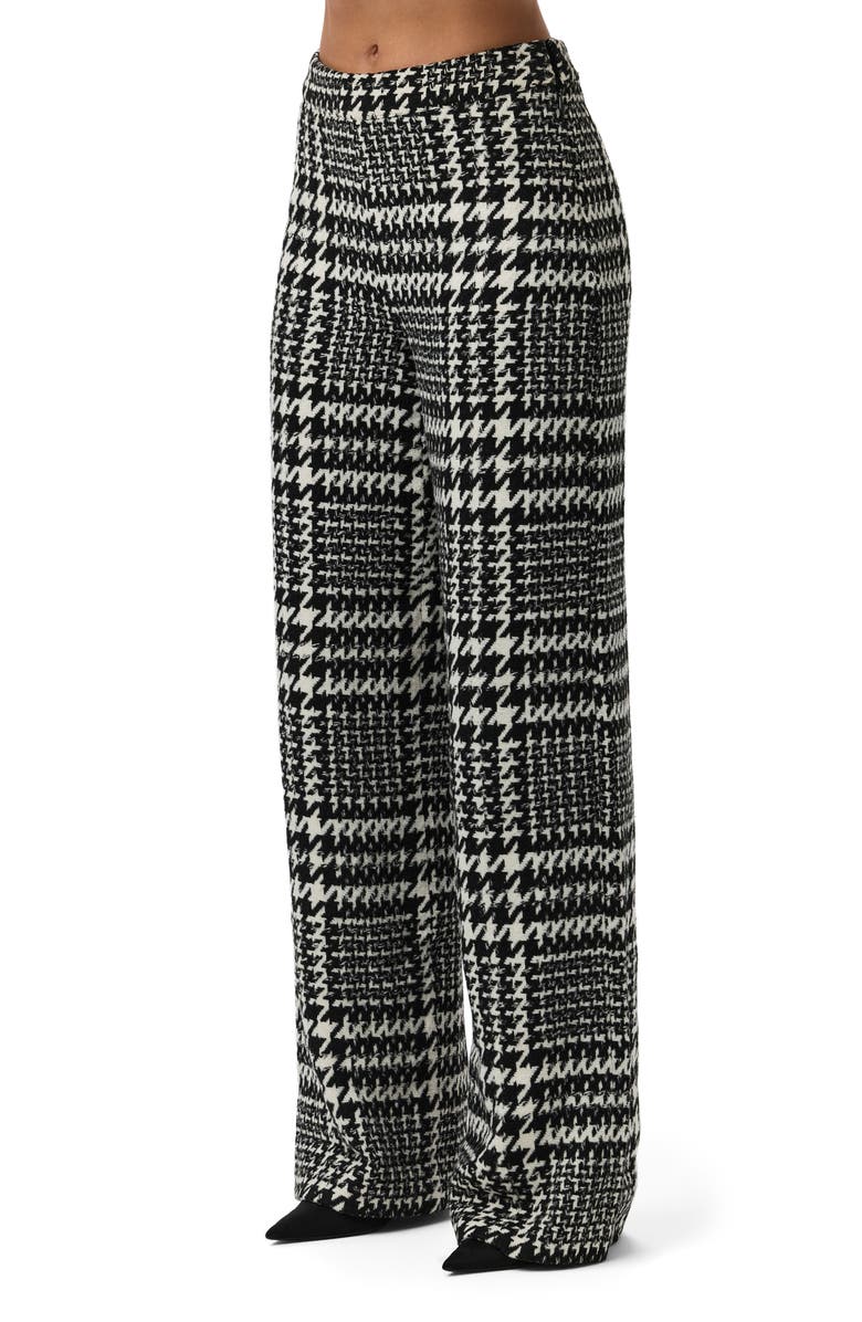 Naked Wardrobe Houndstooth Plaid Straight Leg Pants, Alternate, color, Black /White
