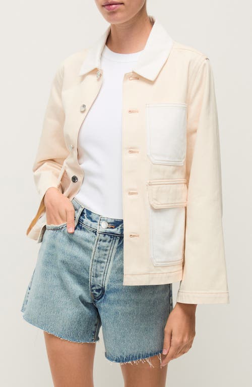 Veronica Beard Dahl Colorblock Crop Cotton Chore Jacket In Neutral Colorblock