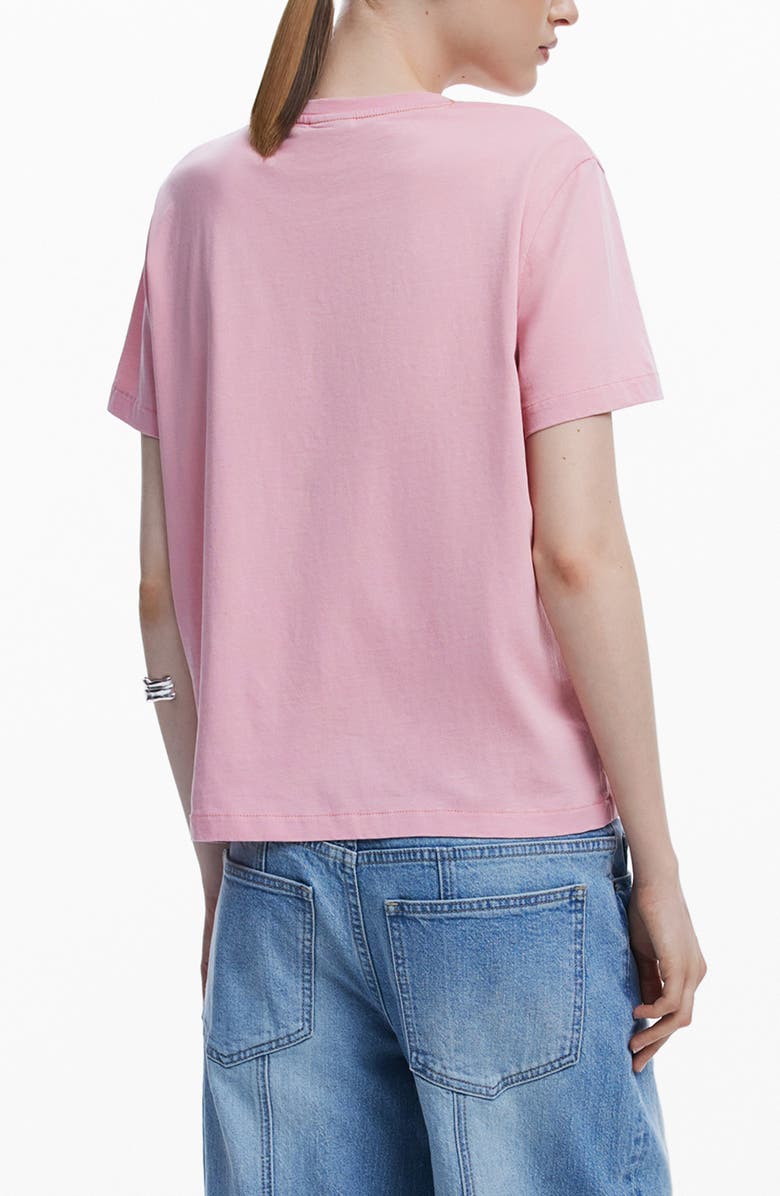 Desigual By the Sea Embroidered Cotton T-Shirt, Alternate, color, Pink