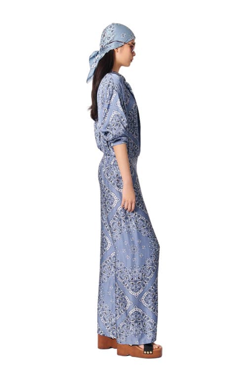 Shop Maje Flowing Patterned Bandana Print Pants In Blue Bandana Print