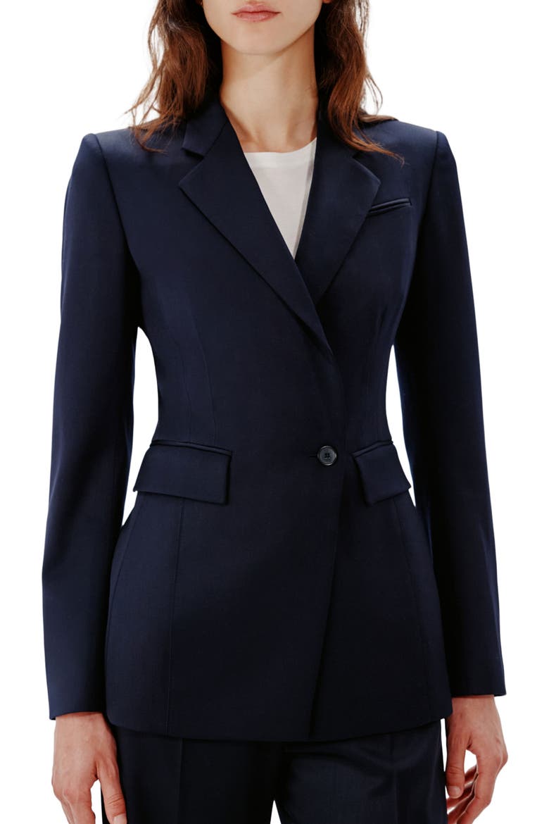 SEAMED WAIST JACKET, Alternate, color, NAVY