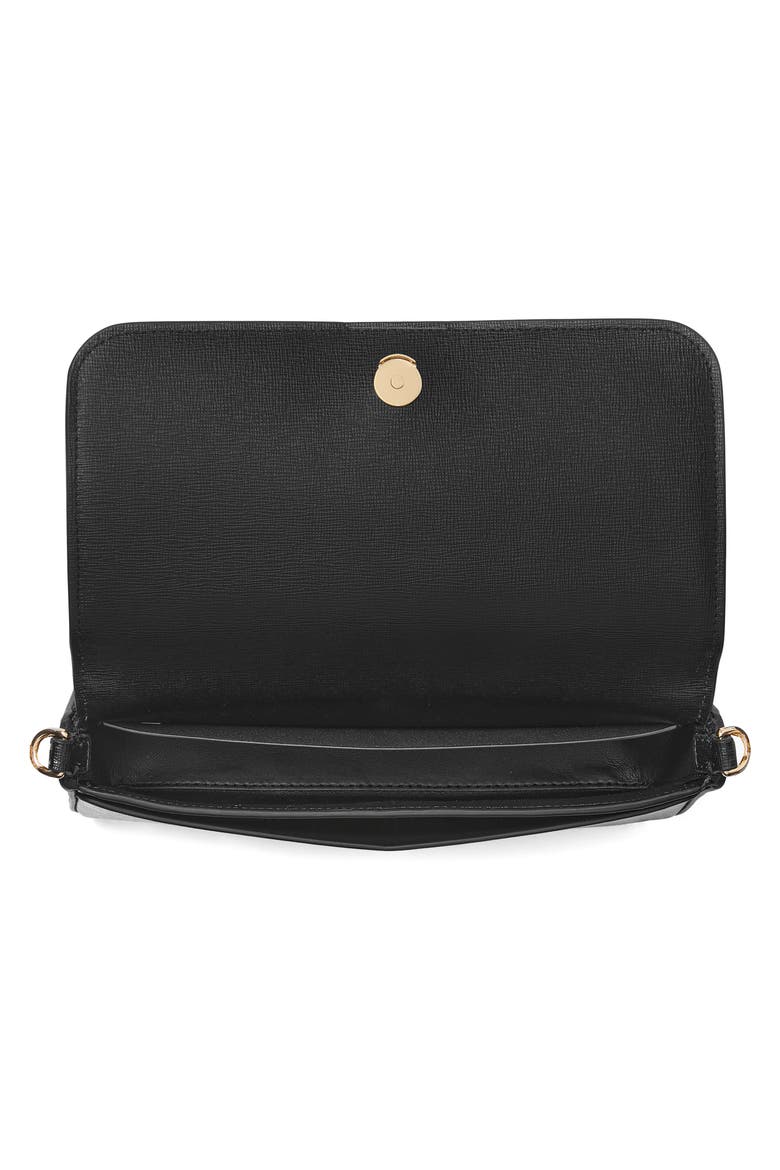 devin saffiano flap clutch, Alternate, color, BLACK