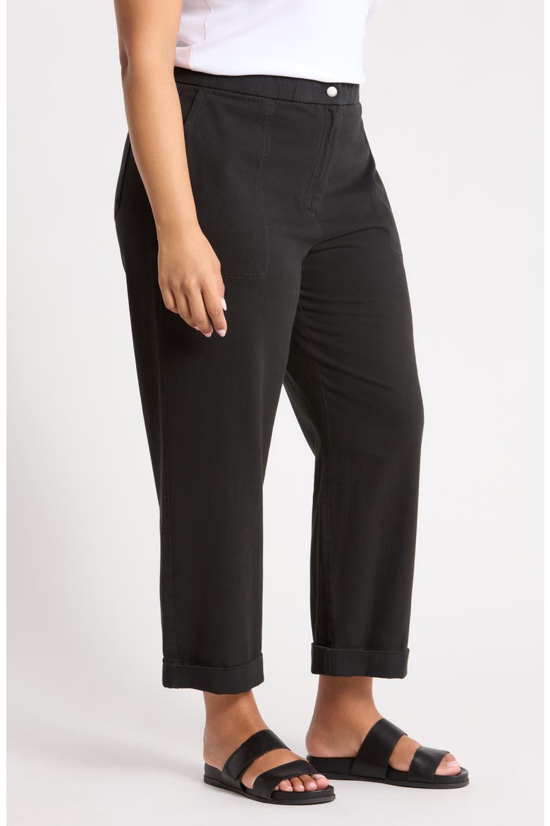 Organic Cotton Ankle Straight Leg Pants, Alternate, color, BLACK