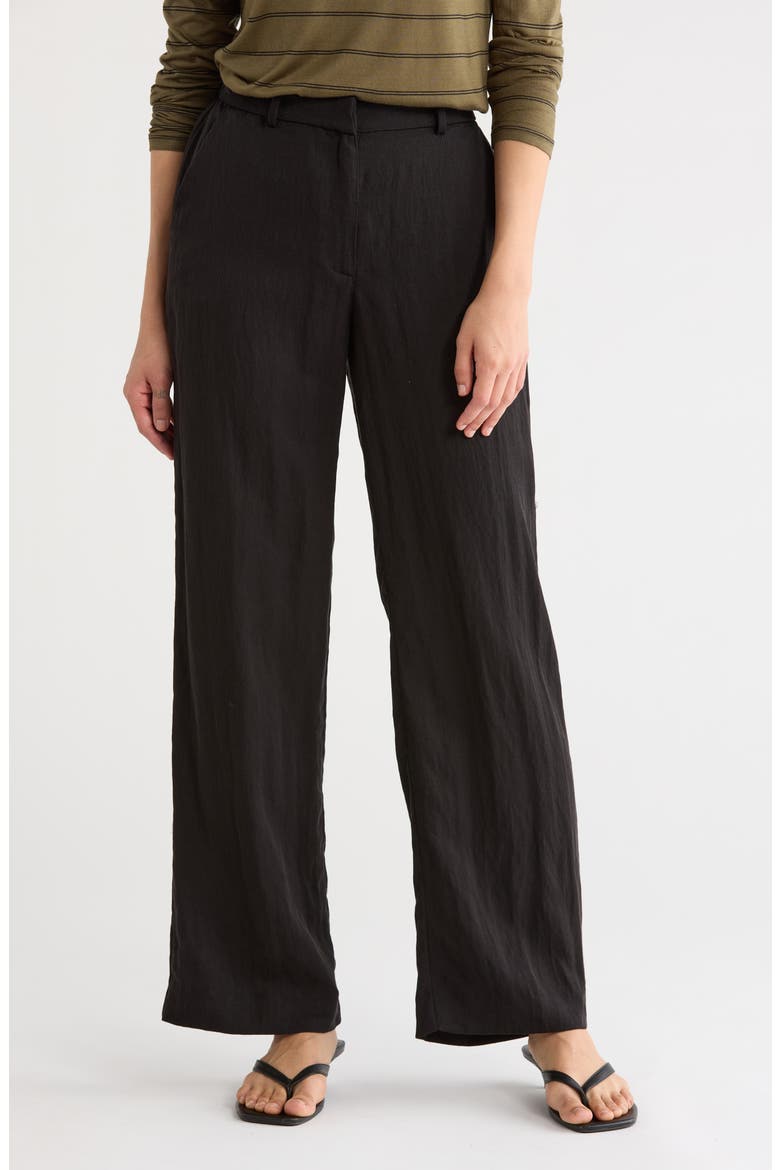 Pleated Wide Leg Pants, Main, color, BLACK