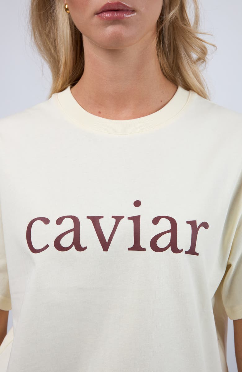 Viens Avec Moi Caviar Boxy Cotton Graphic T-Shirt, Alternate, color, Cream