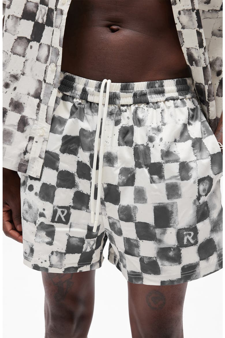 Poolside Check Swim Trunks, Alternate, color, FLAT WHITE