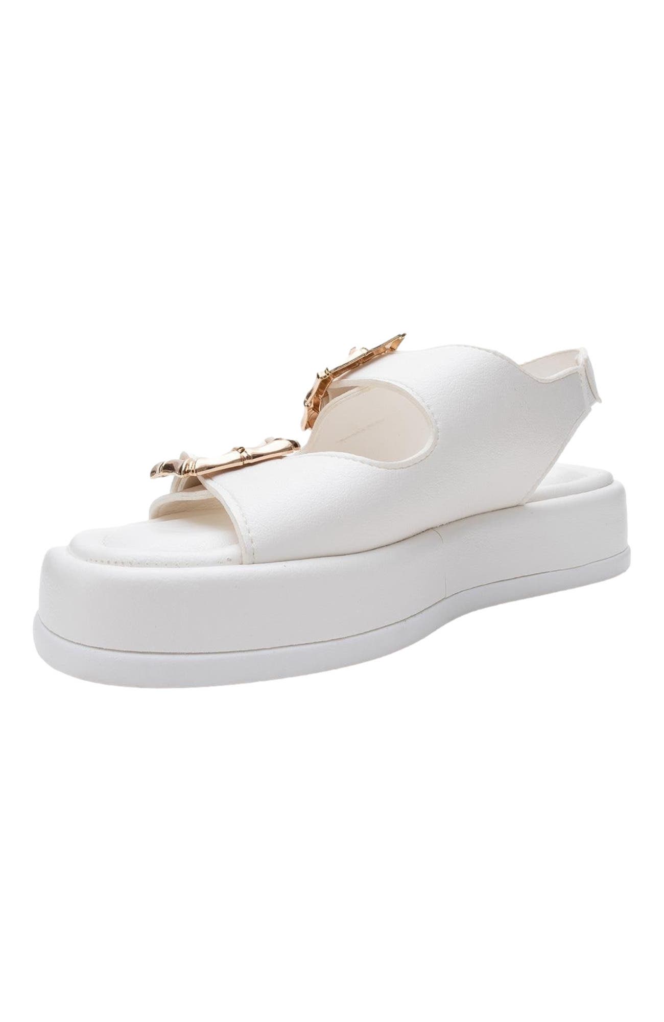 Prologue Shoes Slope Double Strap Sandal, Alternate, color, White Faux Leather