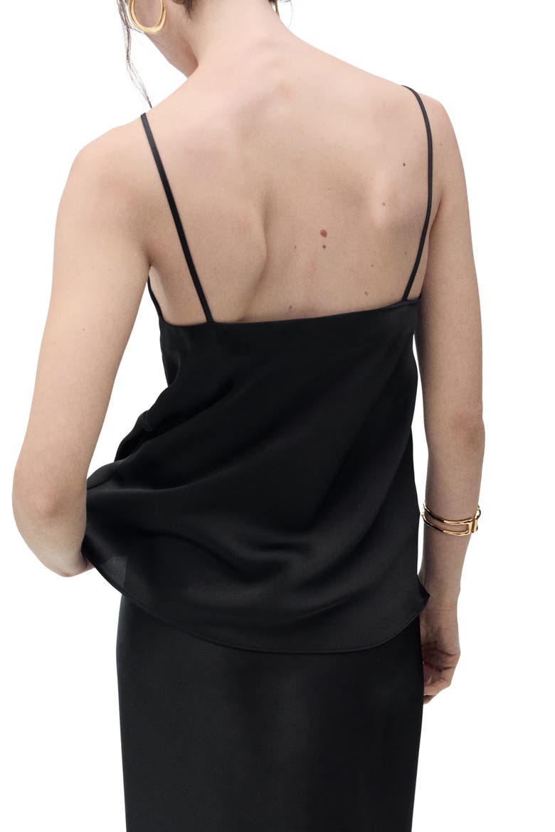 V-Neck Satin Camisole, Alternate, color, BLACK