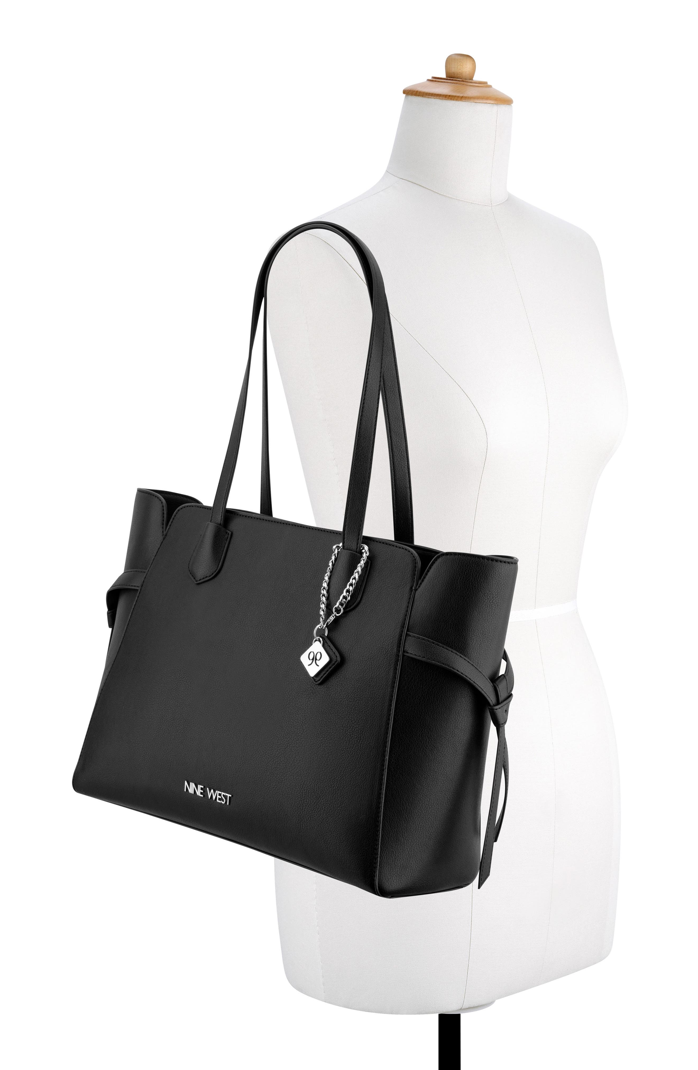 Nine West Isidore Tote Bag, Alternate, color, Black