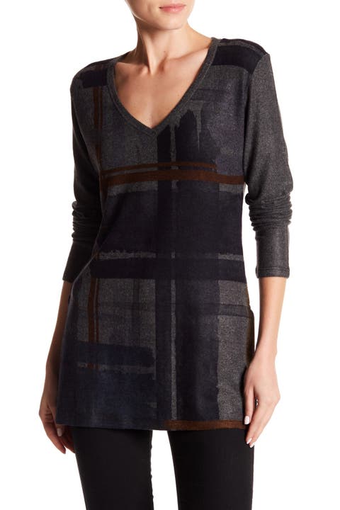 Printed V-Neck Sweater