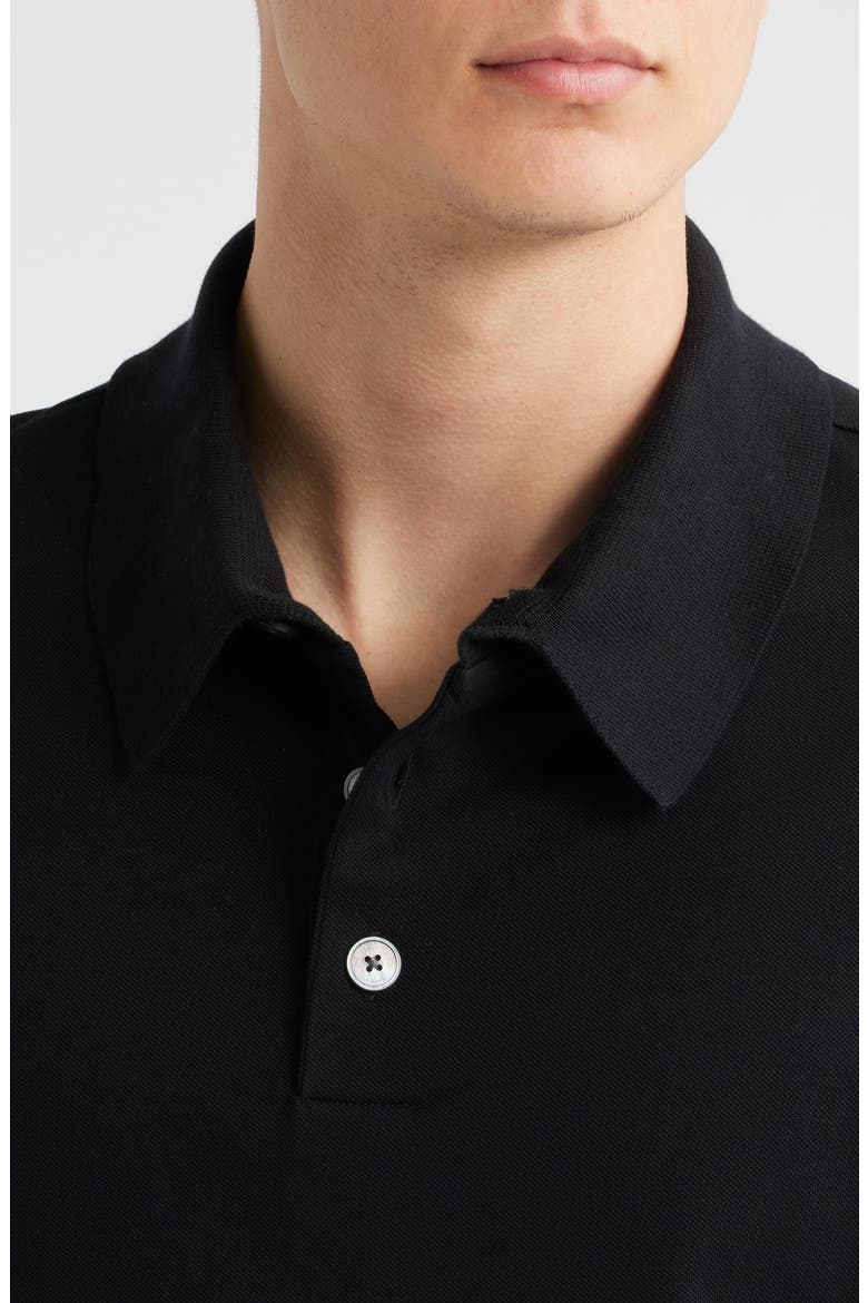 Silk & Cotton Polo, Alternate, color, BLACK