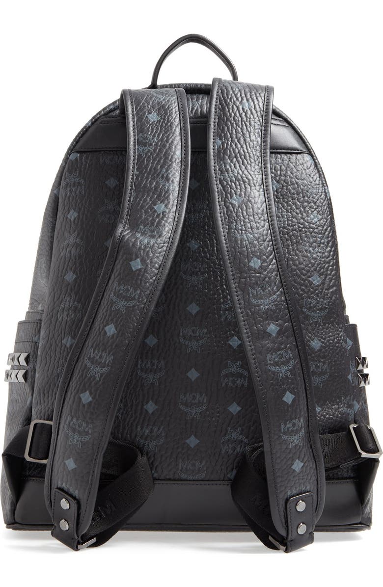 MCM Medium Stark Visetos Studded Backpack, Alternate, color, Black