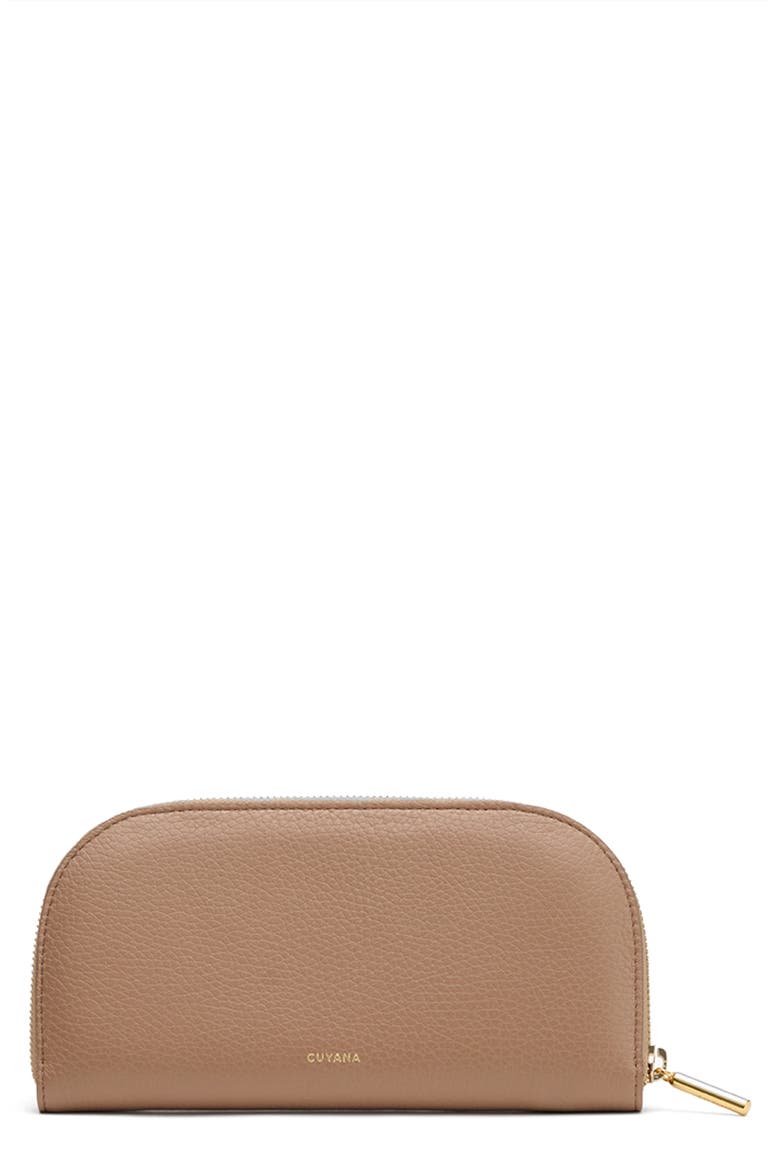 Curved Leather Wallet, Main, color, CAPPUCCINO
