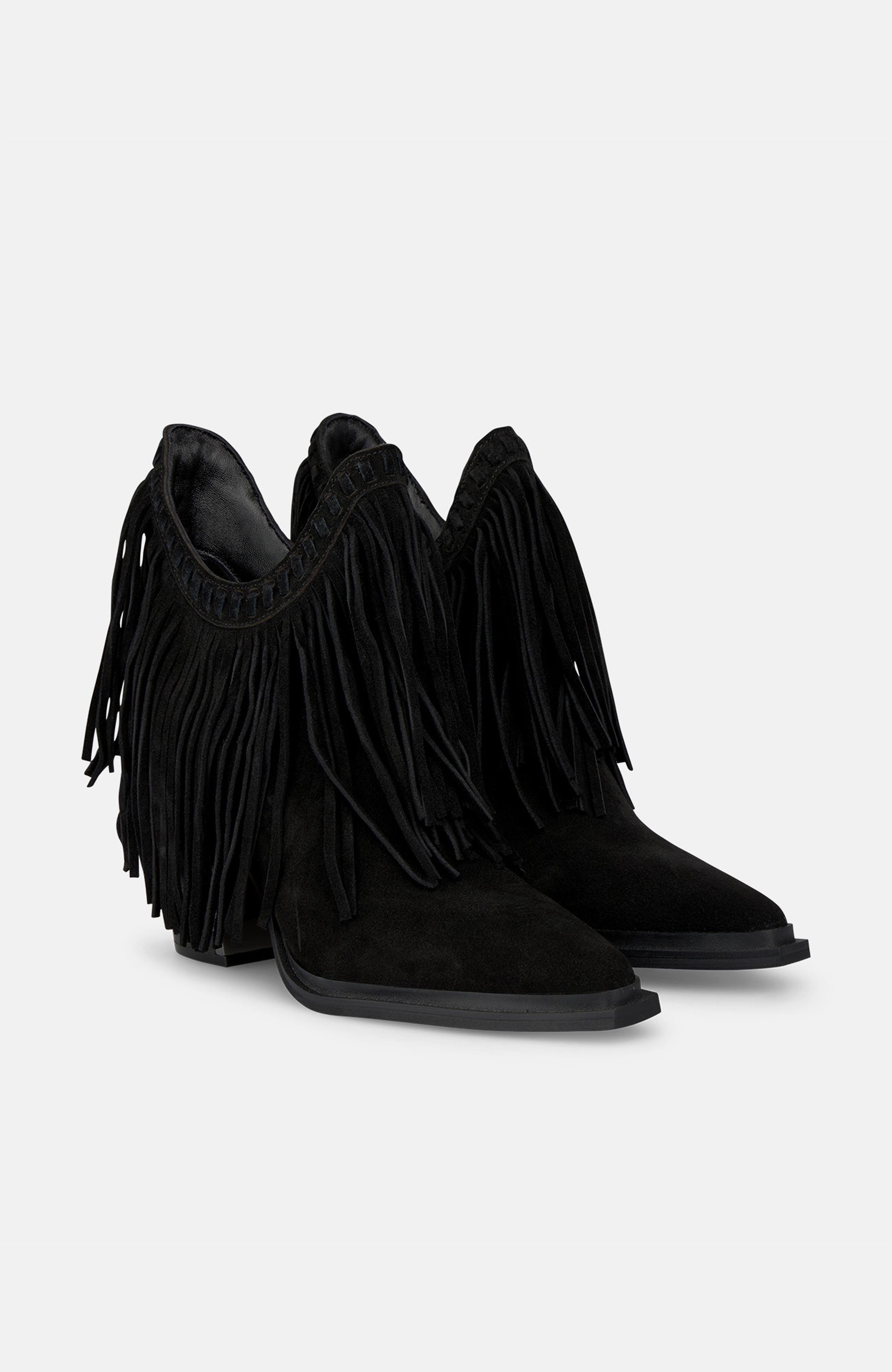 Long Fringed Bootie, Main, color, Black
