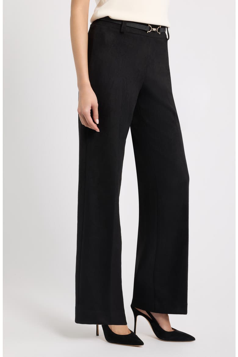 Pull On Wide Leg Faux Suede Pants, Alternate, color, ANNE BLACK