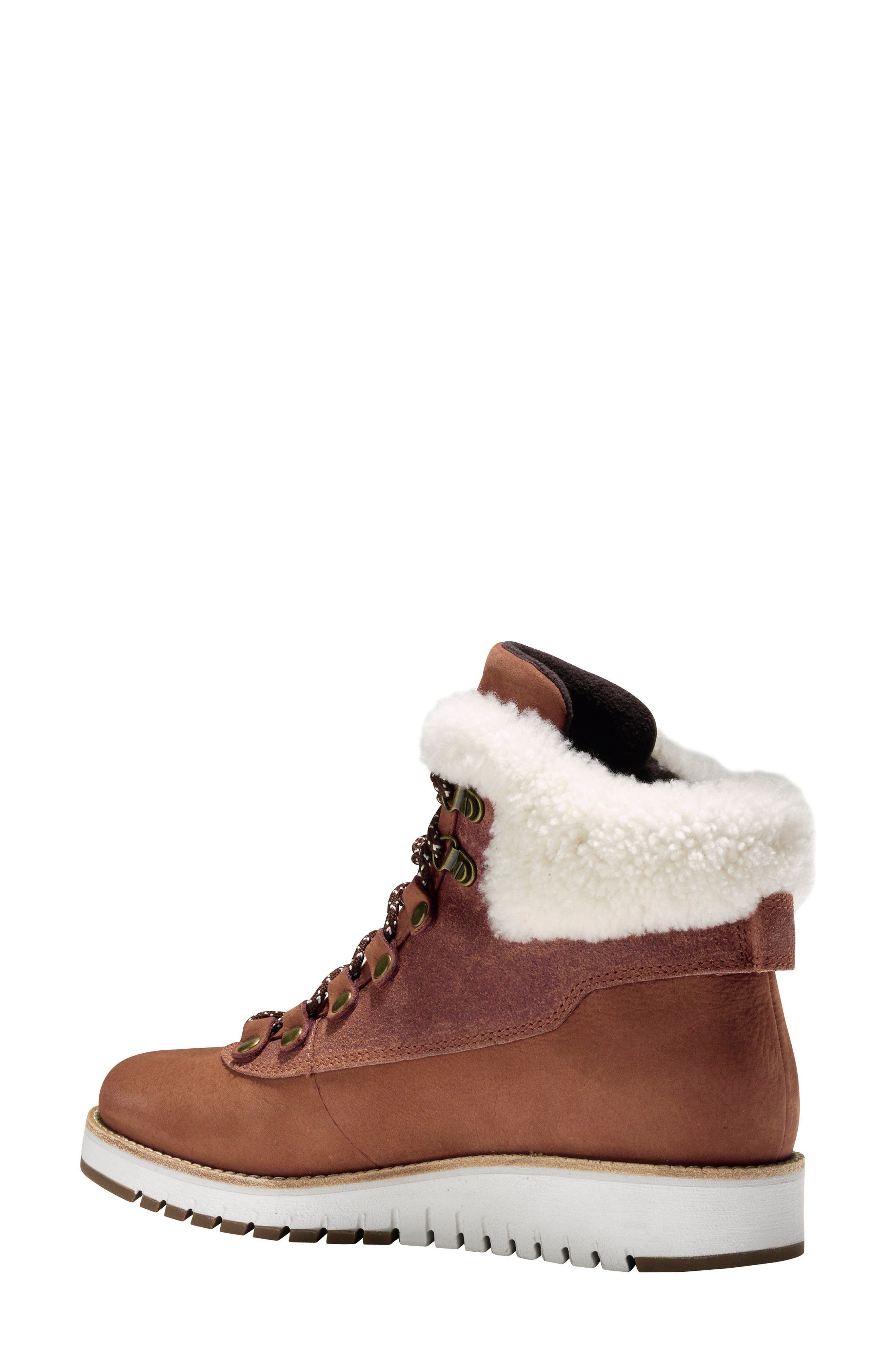 GrandExpløre Genuine Shearling Trim Waterproof Hiker Boot, Alternate, color, WOODBURY LEATHER