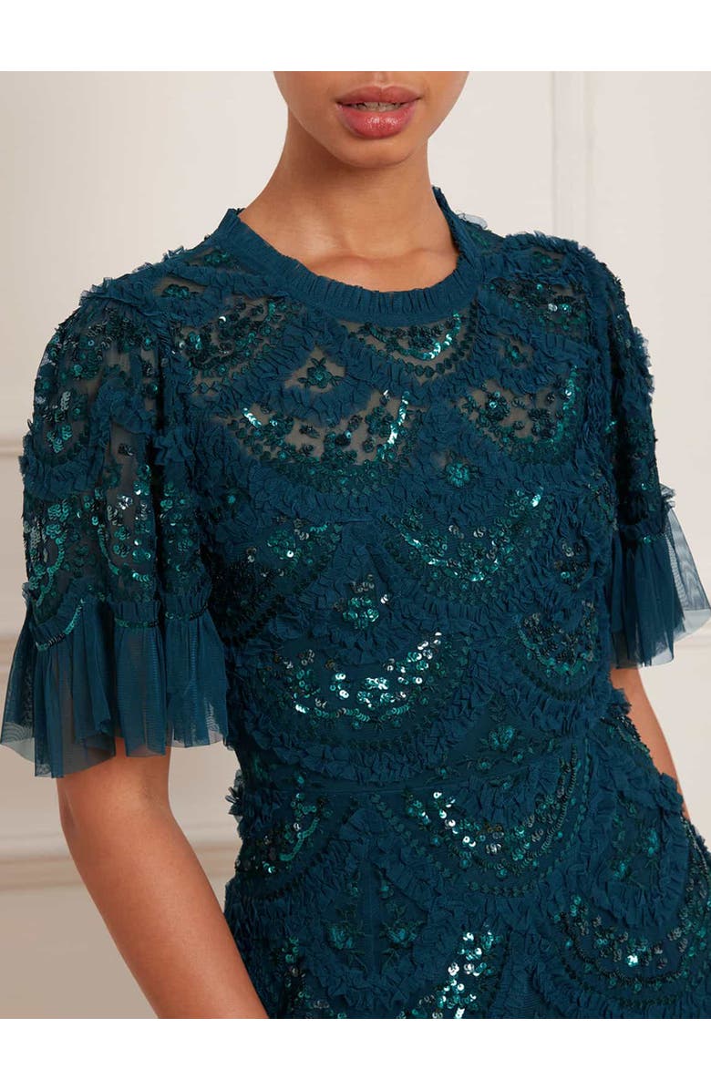 Needle & Thread Carmen Ruffle Maxi Dress, Alternate, color, Emerald