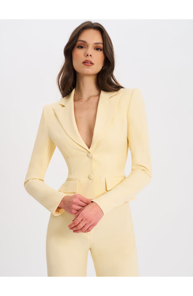 Miss Circle Quinne Tailored Business Casual Slim Blazer, Main, color, Yellow