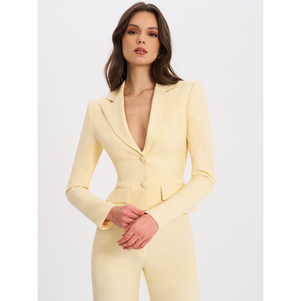 Miss Circle Quinne Tailored Business Casual Slim Blazer In Yellow