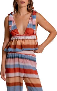 Cosita Linda Ruffle Semisheer Crop Peplum Cover-Up Top