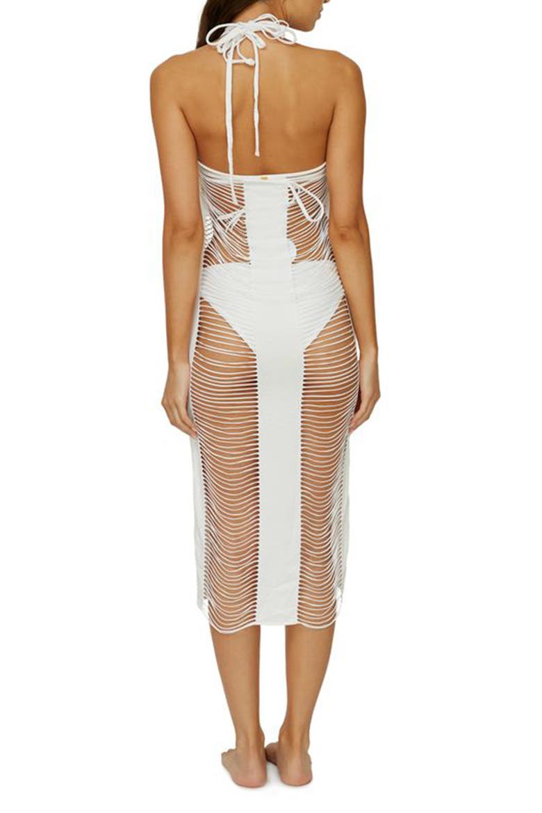 Monique Fringe Halter Cover-Up Dress, Alternate, color, WATERLILY