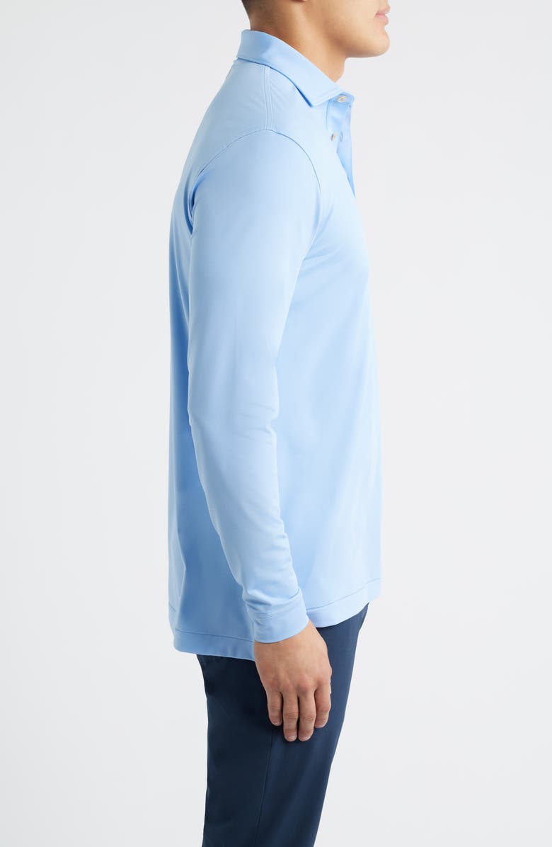 Peter Millar Holden Solid Long Sleeve Performance Polo, Alternate, color, Bluebird