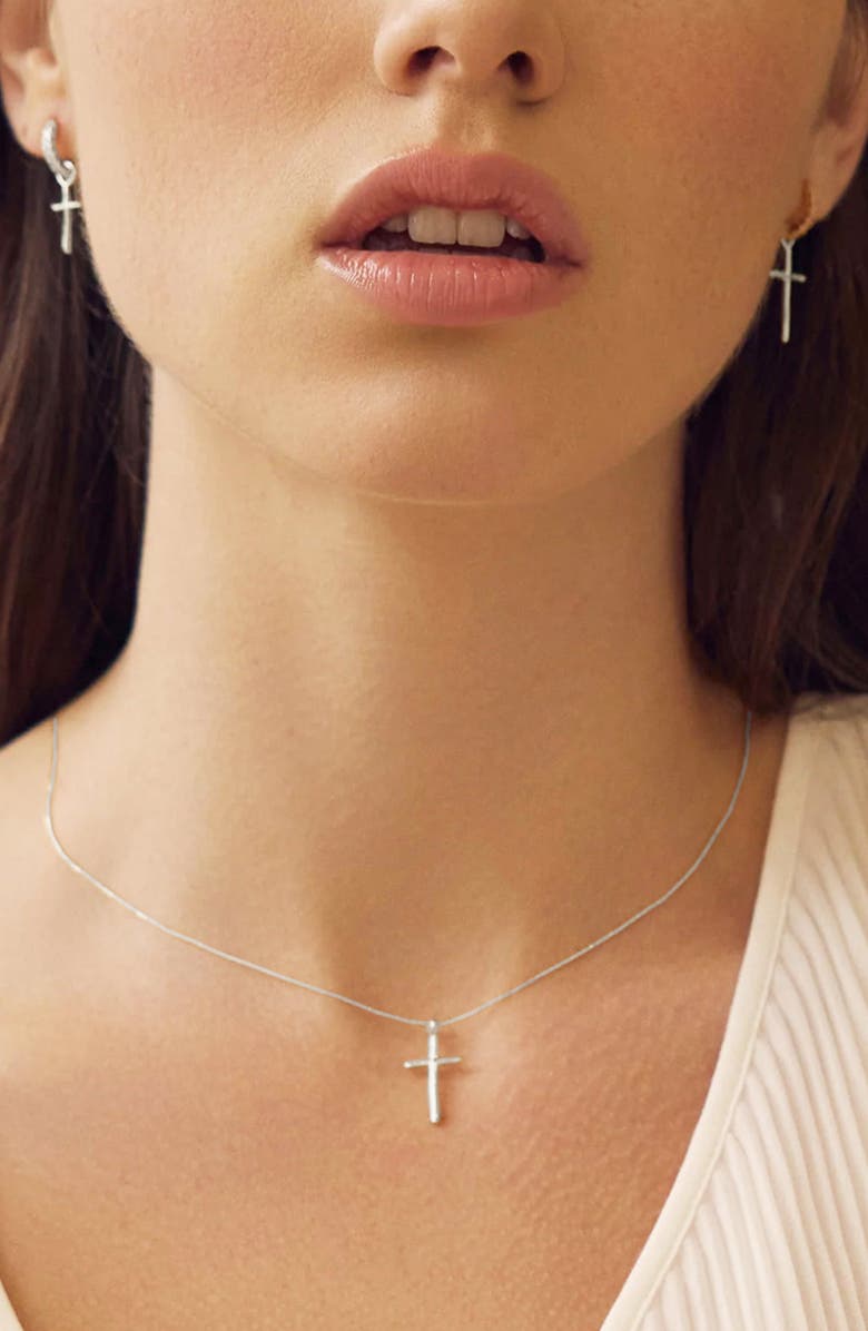 Bearfruit Jewelry Sterling Silver 18k Gold Plated Ariel Cross Mismatched Earrings Trendy, Alternate, color, Silver